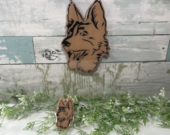 Set German Shepherd Wall Art & Keychain | German Shepherd Gift | German Shepherd Mama Gift | Resin Wall Hanging | GSD, | Dog Dad Gift