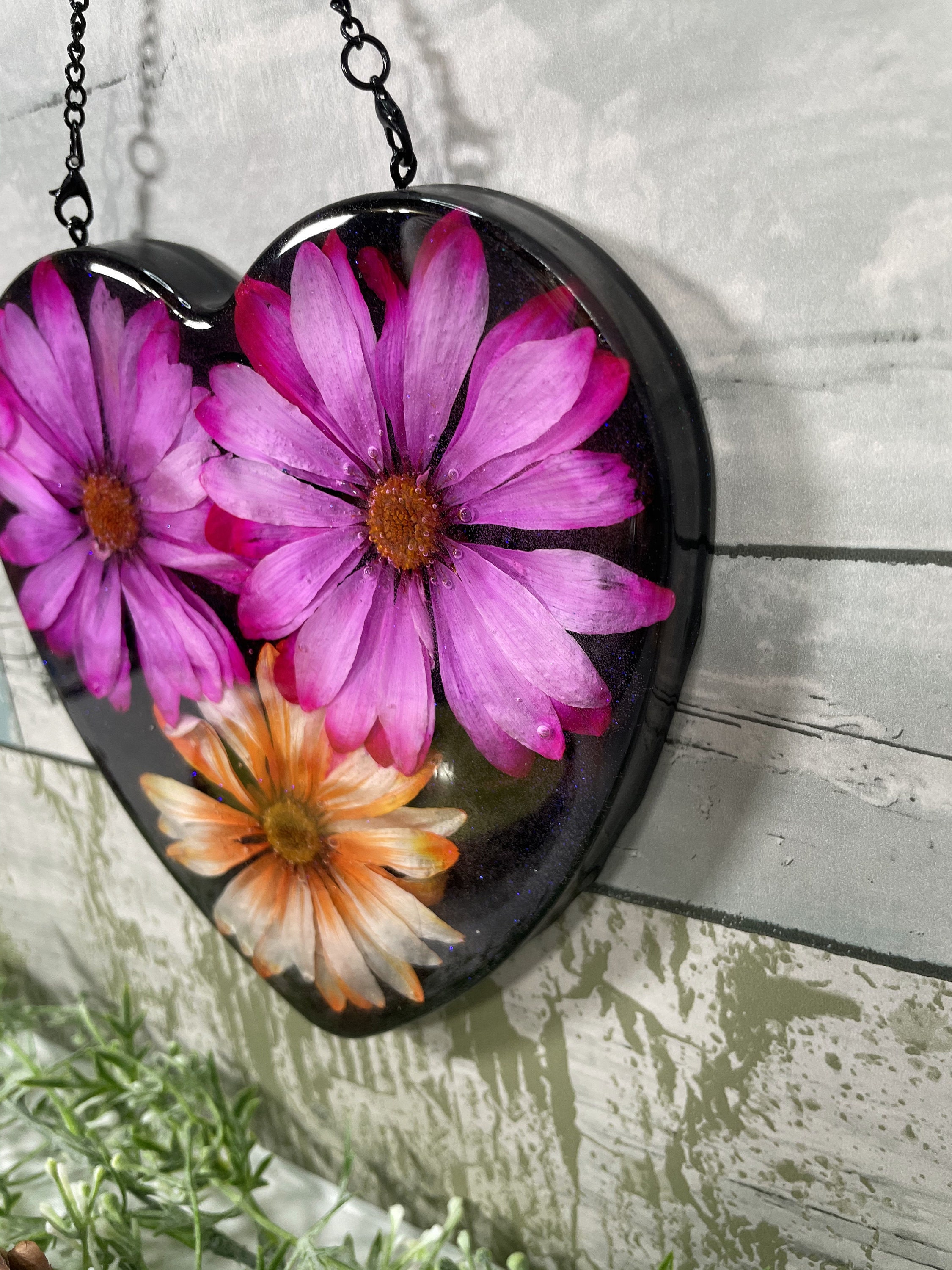 Floral Heart Wall Hanging Home Decor resin art resin Etsy