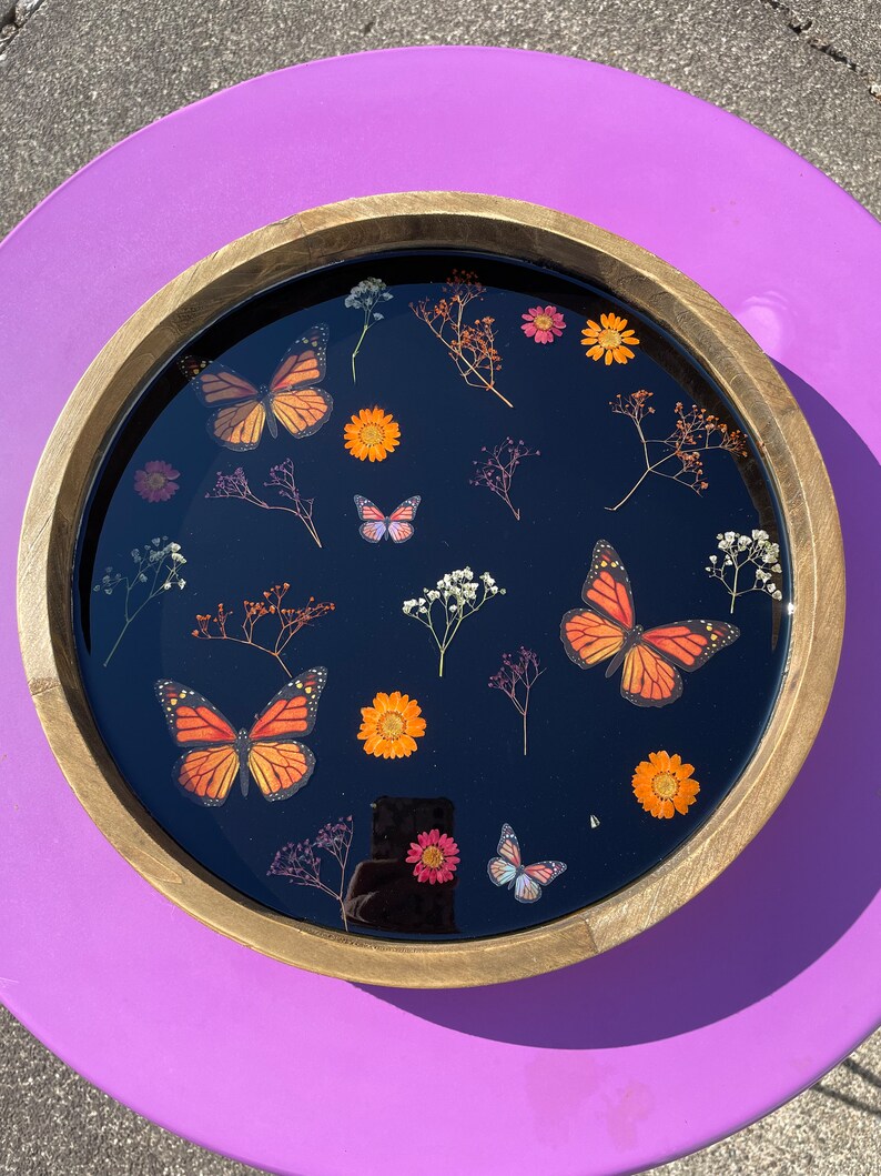 Ottoman Tray Coffee Table Tray Round Ottoman Tray Serving Etsy