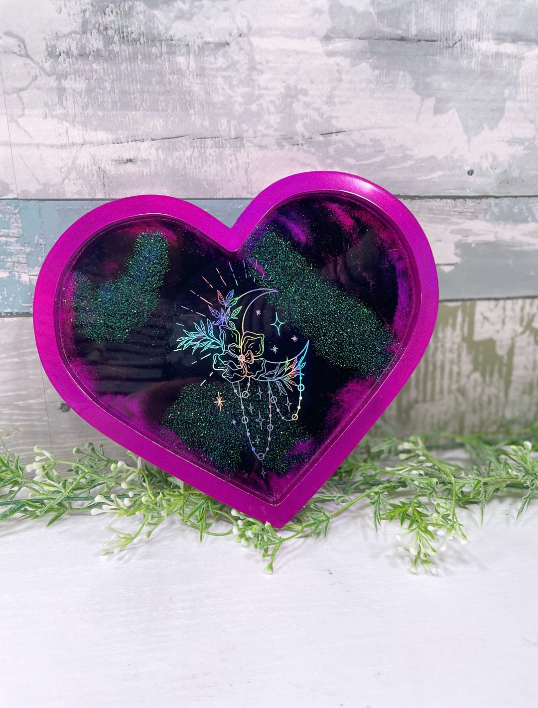 Crystal Resin Tray, Crystal Display Tray, Heart Resin Tray, Moon