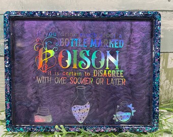 Crystal Resin Tray, Crystal Display Tray, Bathroom Tray, AIW Poison Bottle Trinket Tray, Crystal Holder, Jewelry Dish Witchy Gift Wonderland