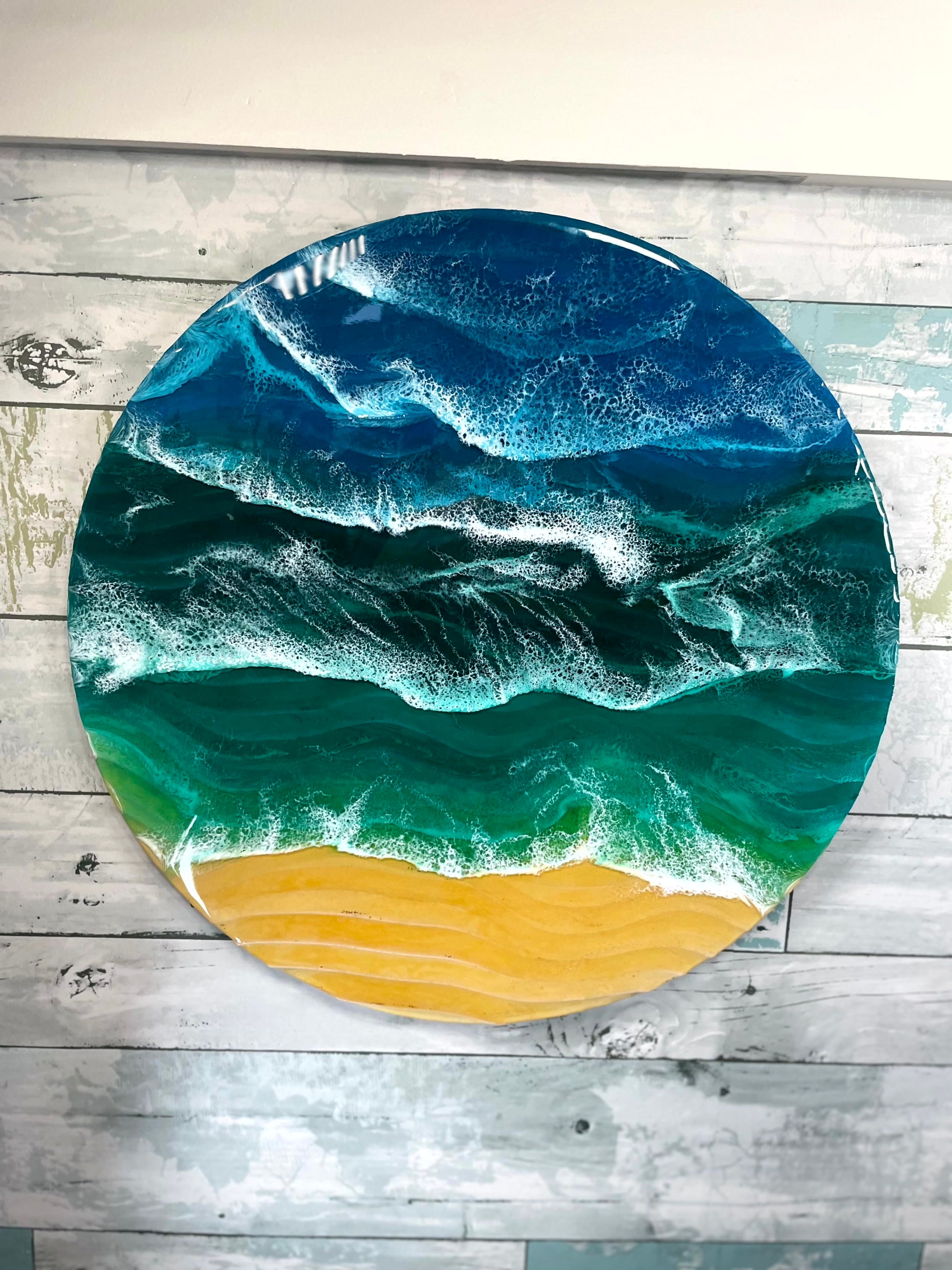 Resin Beach Art, Resin Ocean Art, Beach Decor, Seascape Art, Coastal ...