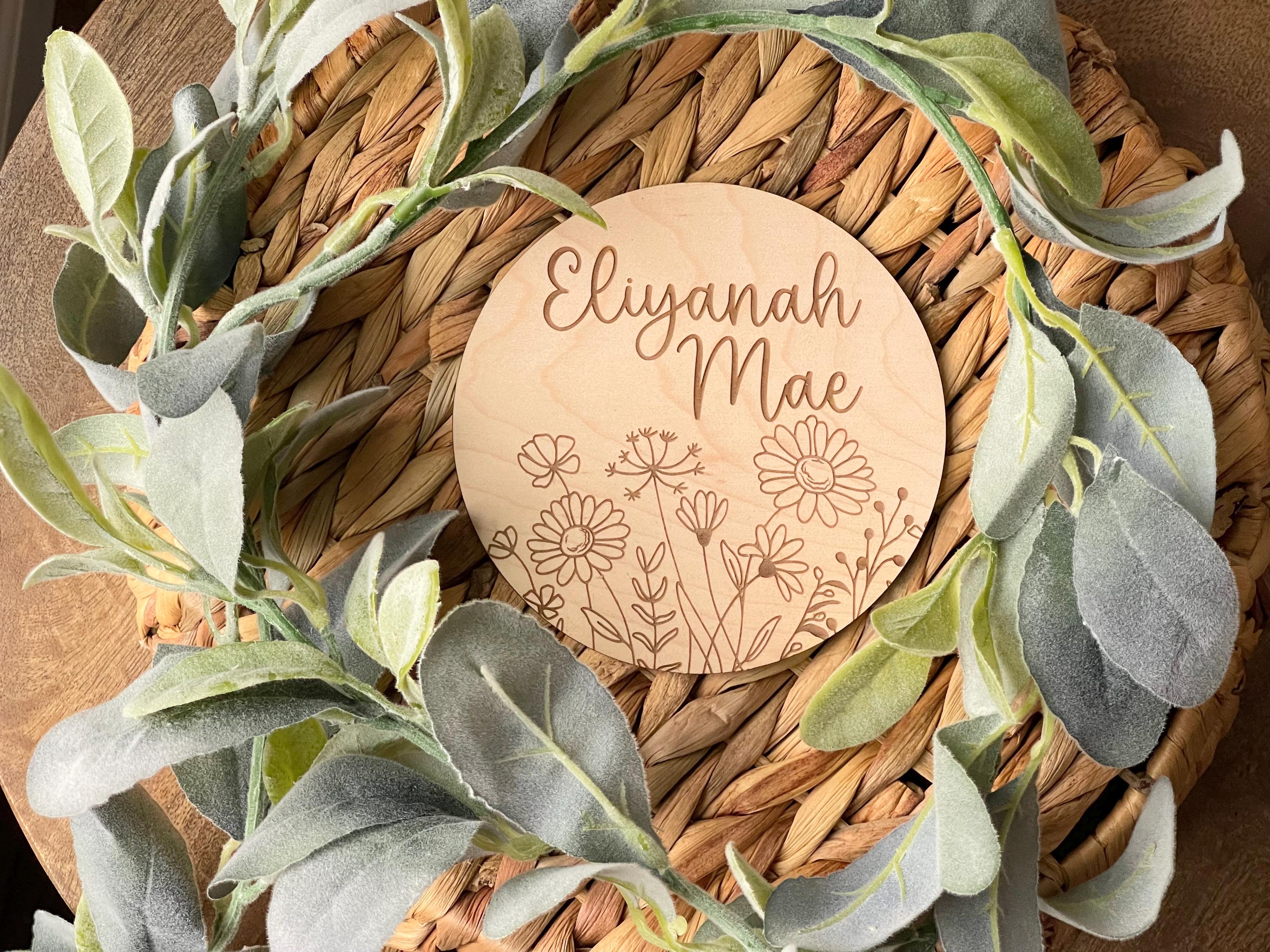 Engraved Wood Birth Announcement | Personalized Baby Name Sign ...