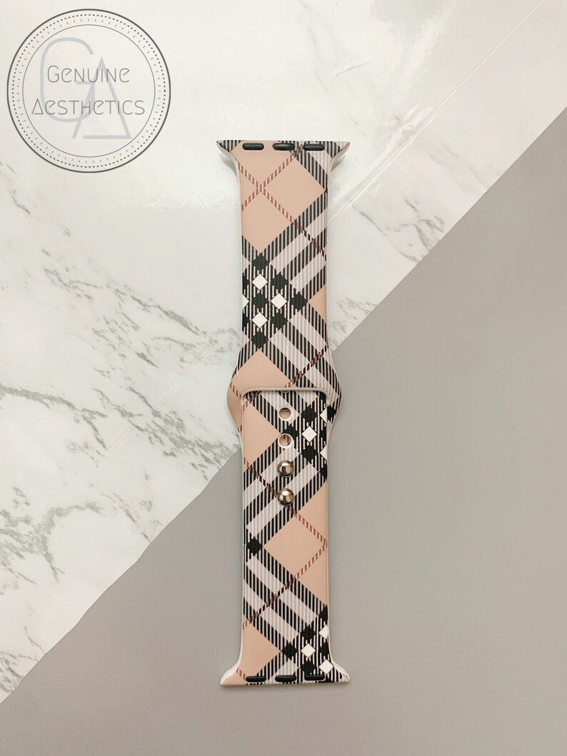 Burberry Inspired Soft Silicone Apple Watch Bands Burberry Etsy