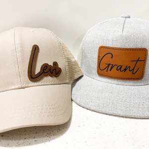 Custom Kids Hat: Personalized Name Leather Patch Hat