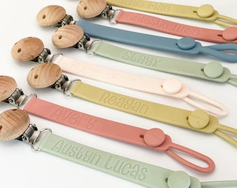 Clip per ciuccio in silicone personalizzata / Porta ciuccio con nome personalizzato / Regalo per neonati / Clip per ciuccio con nome