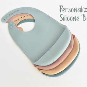 Personalized Baby Bib | Easy Clean Baby Bib | Food-Grade Silicone Bib | Custom Baby Shower Gift | Adjustable Bib | Bib with Food Catcher