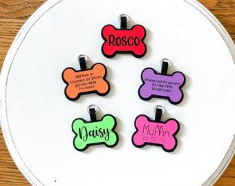 Personalized Bone Pet Tag: Engraved Silicone Dog ID