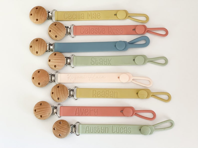 Personalized Silicone Pacifier Clip | Custom Name Paci Holder | Baby Gift | Name Binky Clips bild 5