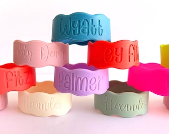 Reusable Labels | Bottle Bands | Name Labels for Sippy Cup | Personalized Daycare Labels for Baby Bottles & Water Bottles | Silicone Label