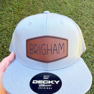 Personalized Kids Trucker Hat | Custom Name or Initials | Youth Flat Bill Snapback | Leatherette Patch