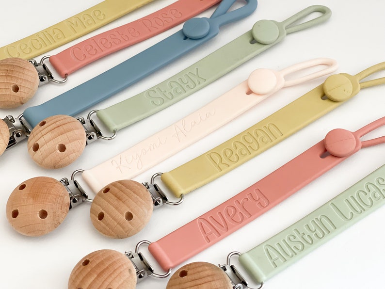 Personalized Silicone Pacifier Clip | Custom Name Paci Holder | Baby Gift | Name Binky Clips bild 3