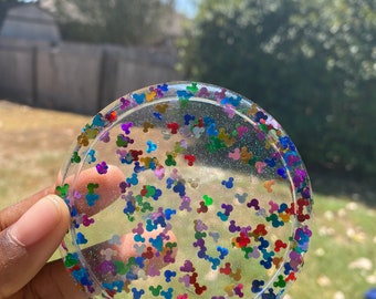 Disney Christmas Mickey Mouse Glass Glitter Coaster 