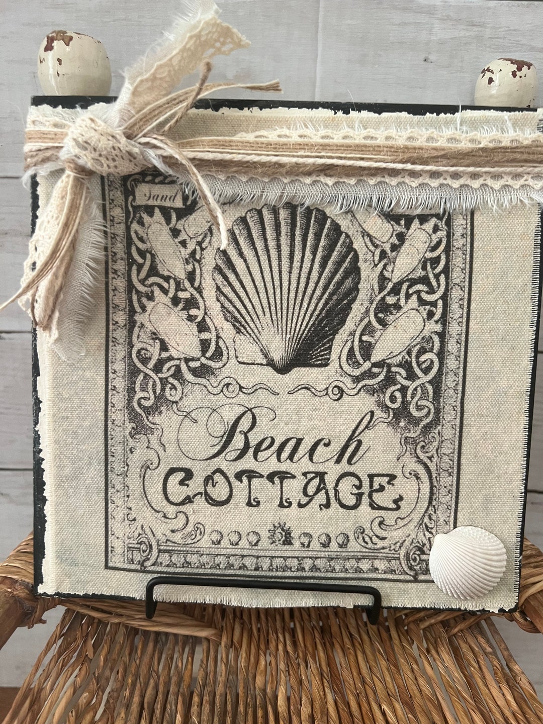 Rustic Anchor Tin Sign – Beach House Cottage Décor, 8x11, Blue & White, Handmade USA, Tinworld B946