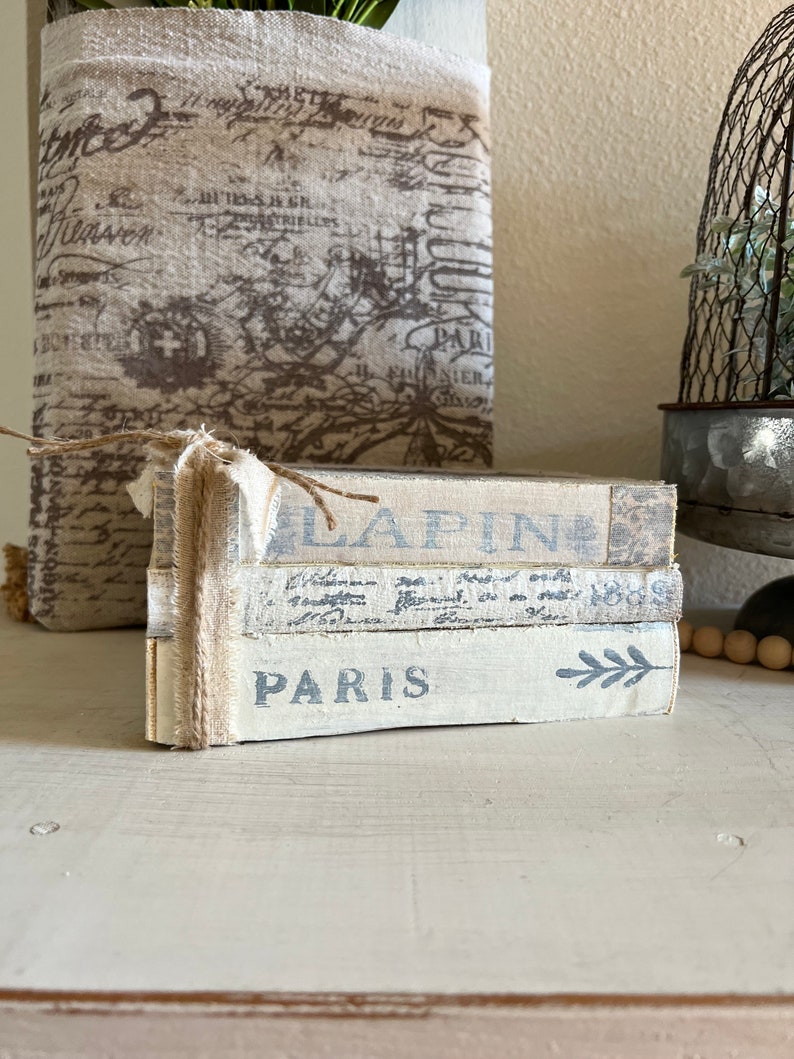 Vintage Inspired French Rabbit Unbound Book Stack french - Etsy