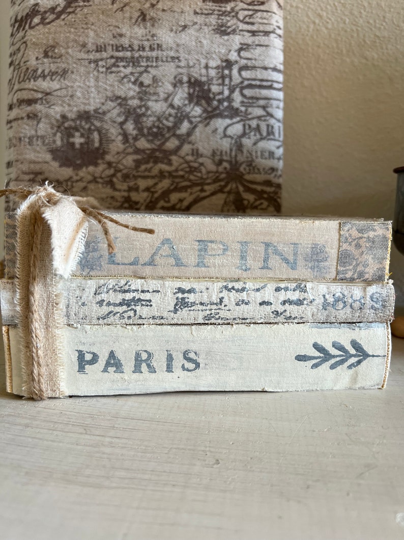 Vintage Inspired French Rabbit Unbound Book Stack french - Etsy