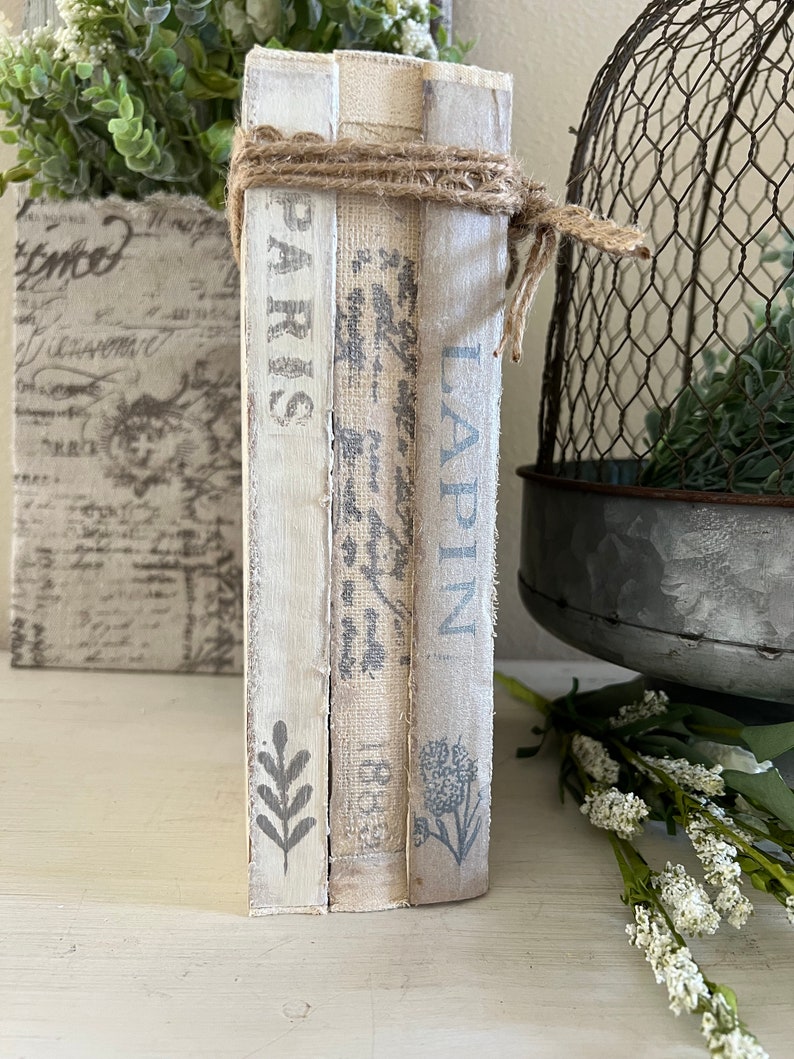 Vintage Inspired French Rabbit Unbound Book Stack french - Etsy