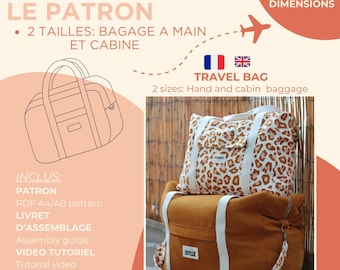 Patrón de bolsa de viaje, dimensiones del aire