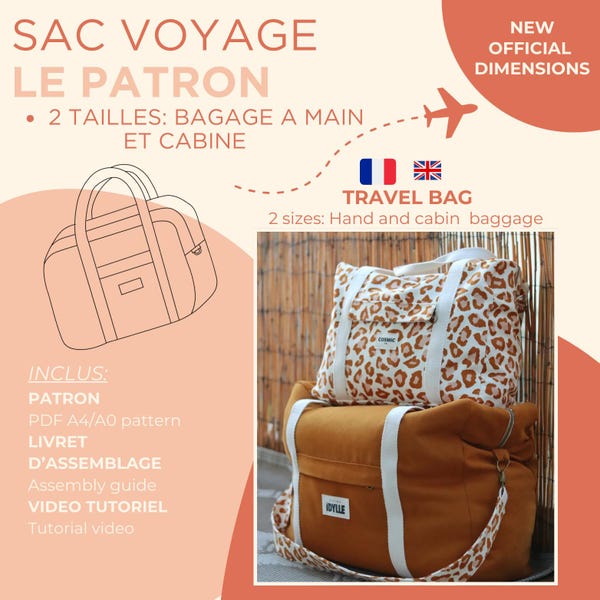 Travel bag pattern, air dimensions