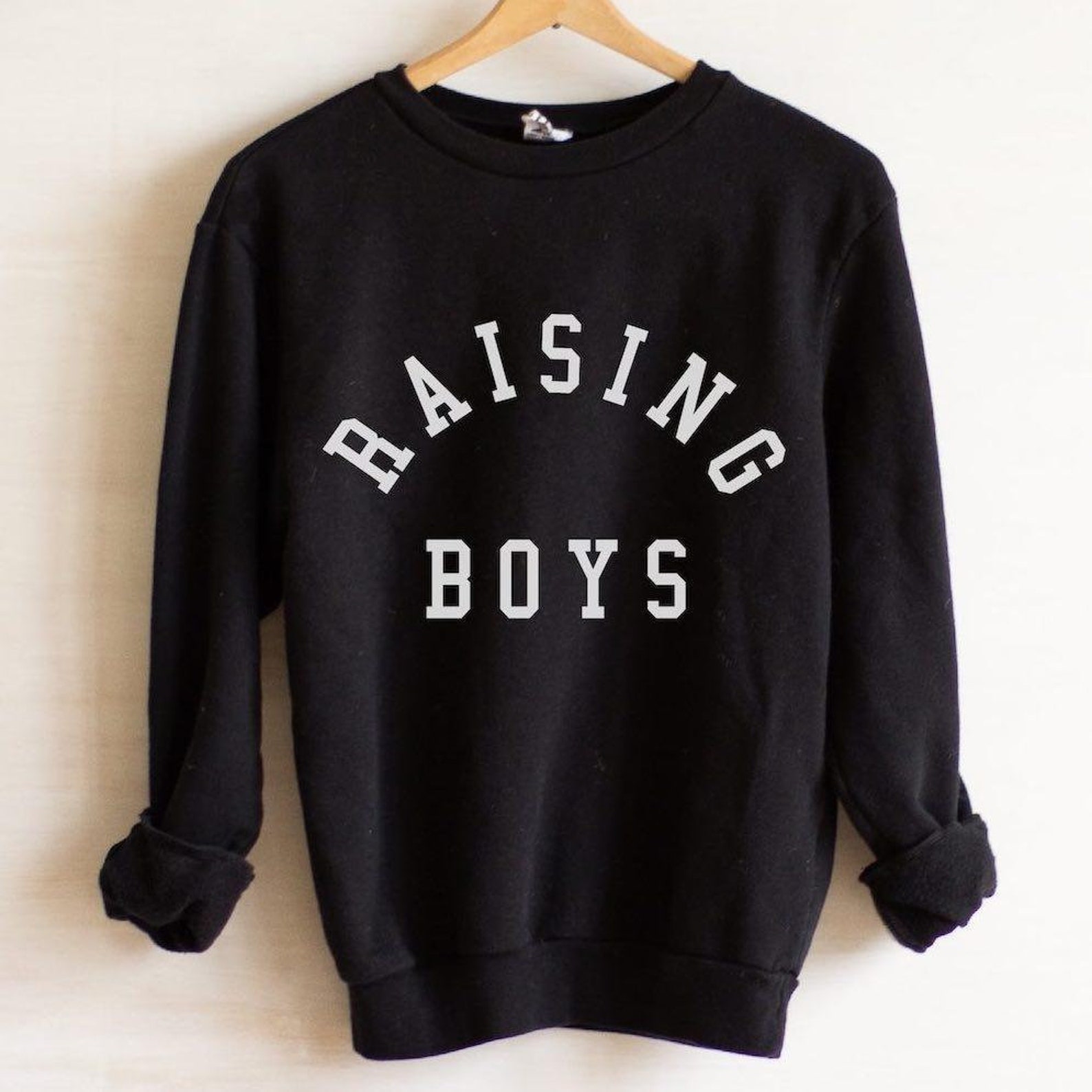 RAISING BOYS® Sweatshirt Raising Boys Black Sweater Mom of Etsy