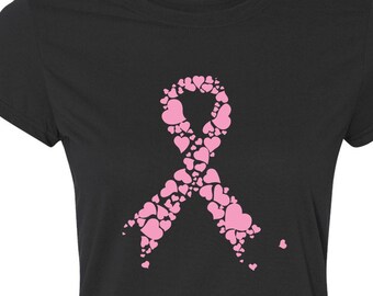 Pink Ribbon Heart Breast Cancer Awareness T-Shirt