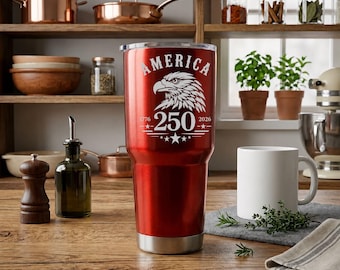 Estados Unidos 1776–2026 – Vaso térmico patriótico de acero inoxidable de 887 ml (30 oz) con diseño de águila y aislamiento al vacío – Regalo para la celebración del 250 aniversario de EE. UU.