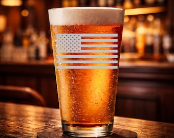 American Flag Patriotic Military 16oz Beer Glass Perfect for Veterans Military Families 4th of July Veterans Memorial Day