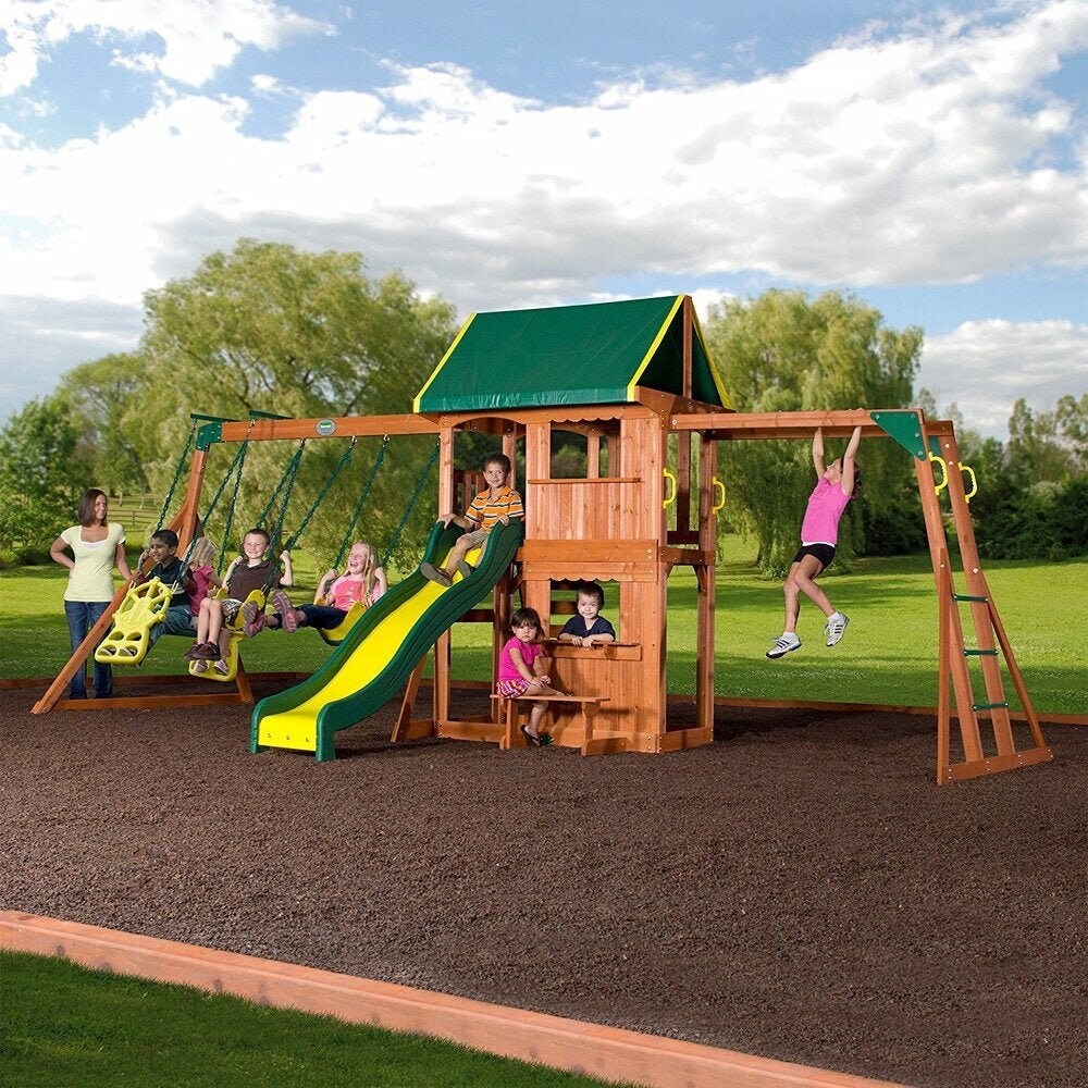 falcon ridge wooden swing set