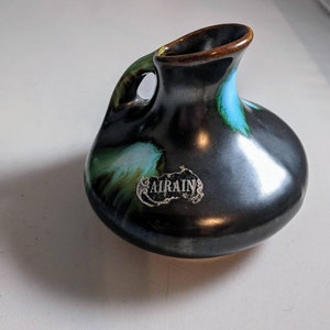 Vintage Belgian Faiencerie de Thulin Art Deco Blue/Green Drip Glaze Vase