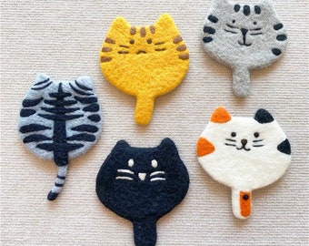 Wool and felt cat series handmade cup coasters