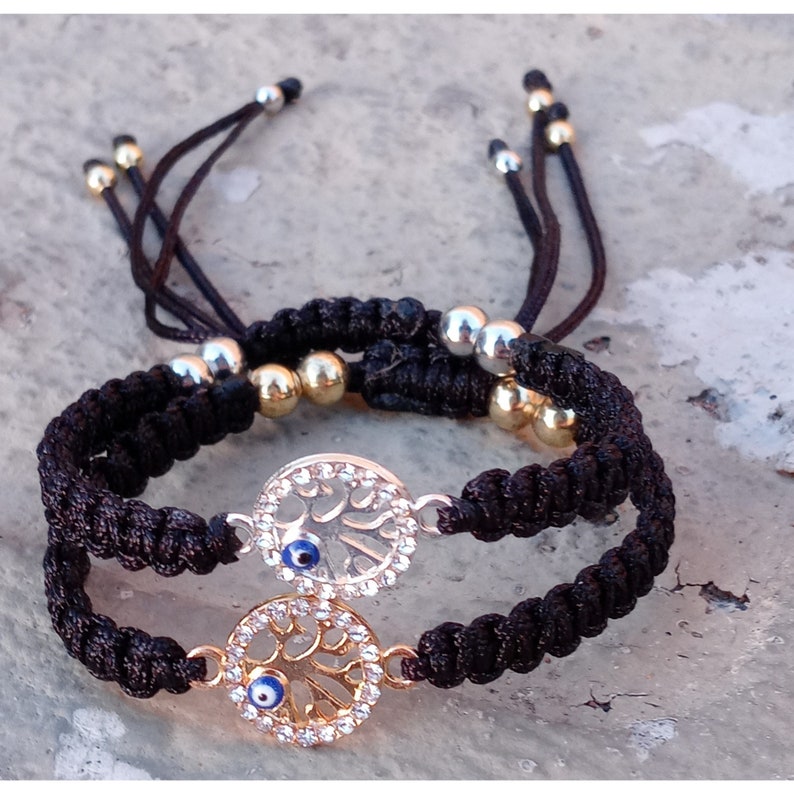 Black String Evil Eye Bracelet Macrame Protection Bracelet Etsy