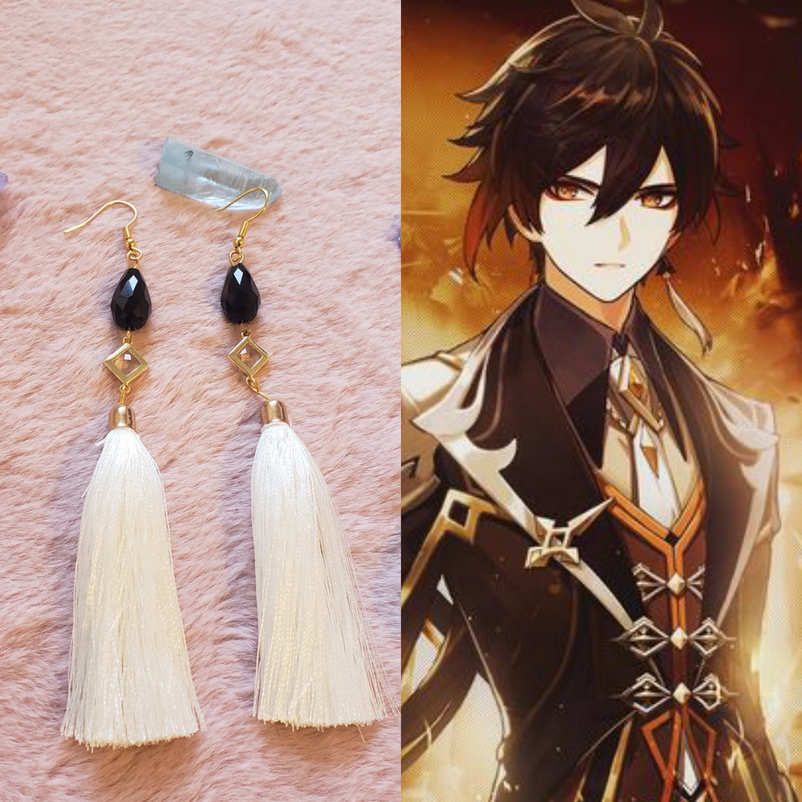 Zhongli Genshin Impact Inspired earrings Etsy