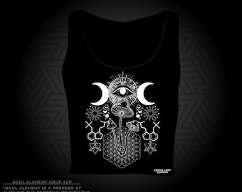Soul Alchemy Psychedelic Crop Top / Mushroom Crop Top / Psychedelic Mushroom