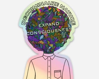 Adesivo olografico psichedelico / Adesivo stoner / adesivo di marijuana / adesivo trippy / adesivo per idropilask / adesivo labtop