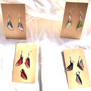 BUTTERFLY WING EARRINGS In Transparent Resin with Silver Ear Hooks
