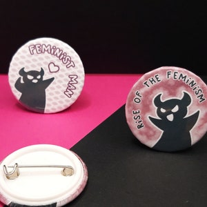 Rise of the feminism ∘ Feminist Man ∘ Feminism Lil'Devil-Buttons