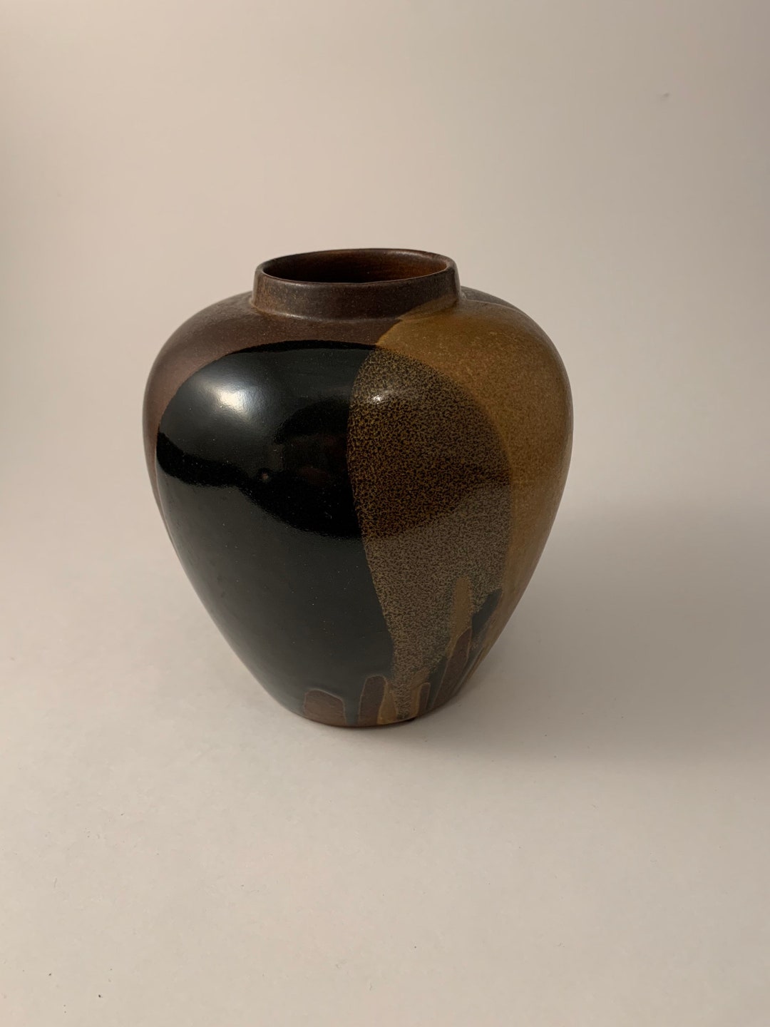 Vintage pottery Craft Ceramic Vasedrip Glazemid Century Etsy