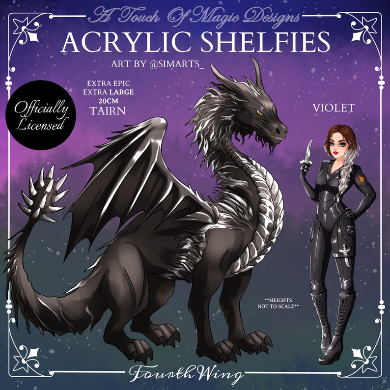 Acrylic Shelfie set Violet & Tairn Fourth Wing OFFICIALLY LICENSED image 1