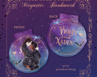 Uk, EU & other international listing - Magnetic bookmark- Violet and Xaden - Fourth wing - officially licensed