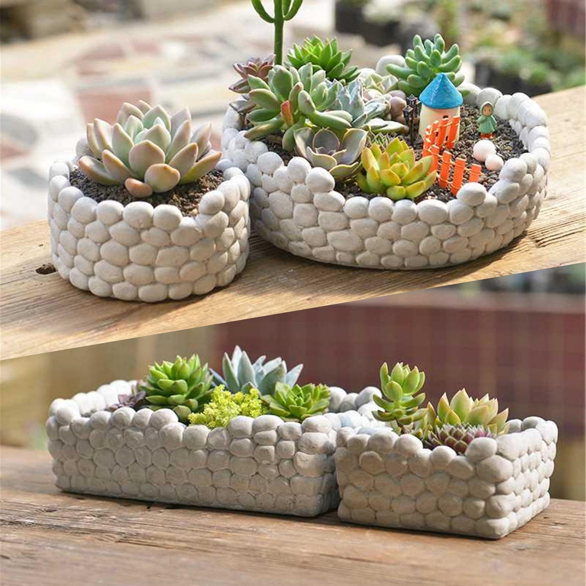DIY River Stone Planter Silicone Mold Make Flowerpots From Etsy