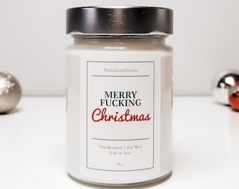 Merry Fucking Christmas Candle, Soy Wax Candle, Christmas Candle, Funny Candle, Funny Christmas Gift, Scented Candle, Christmas Candle