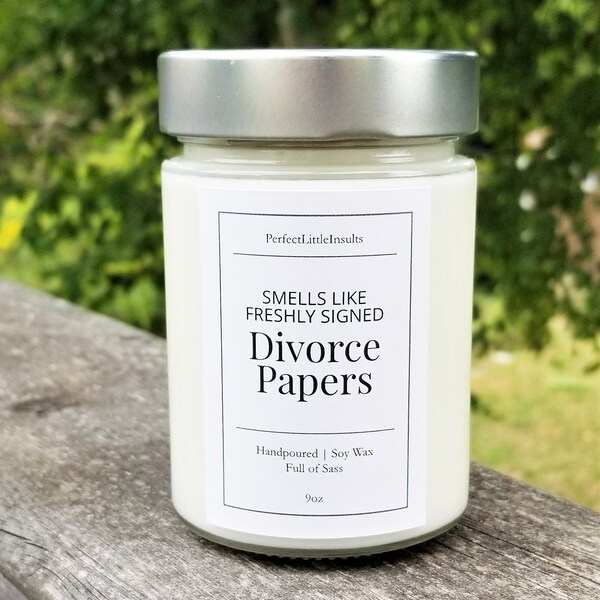 Smells Like Divorce Papers, Scented Candle, Funny Candle, Divorce Gift, Funny Gift, Home Office Gift, Soy Wax Candle