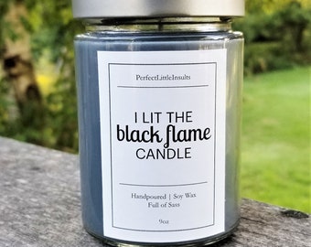 Black Flame Candle, Halloween Candle, Black Candle, Home Office Decor, Housewarming Gift, Scented Candle, Soy Wax Candle, Halloween Gift
