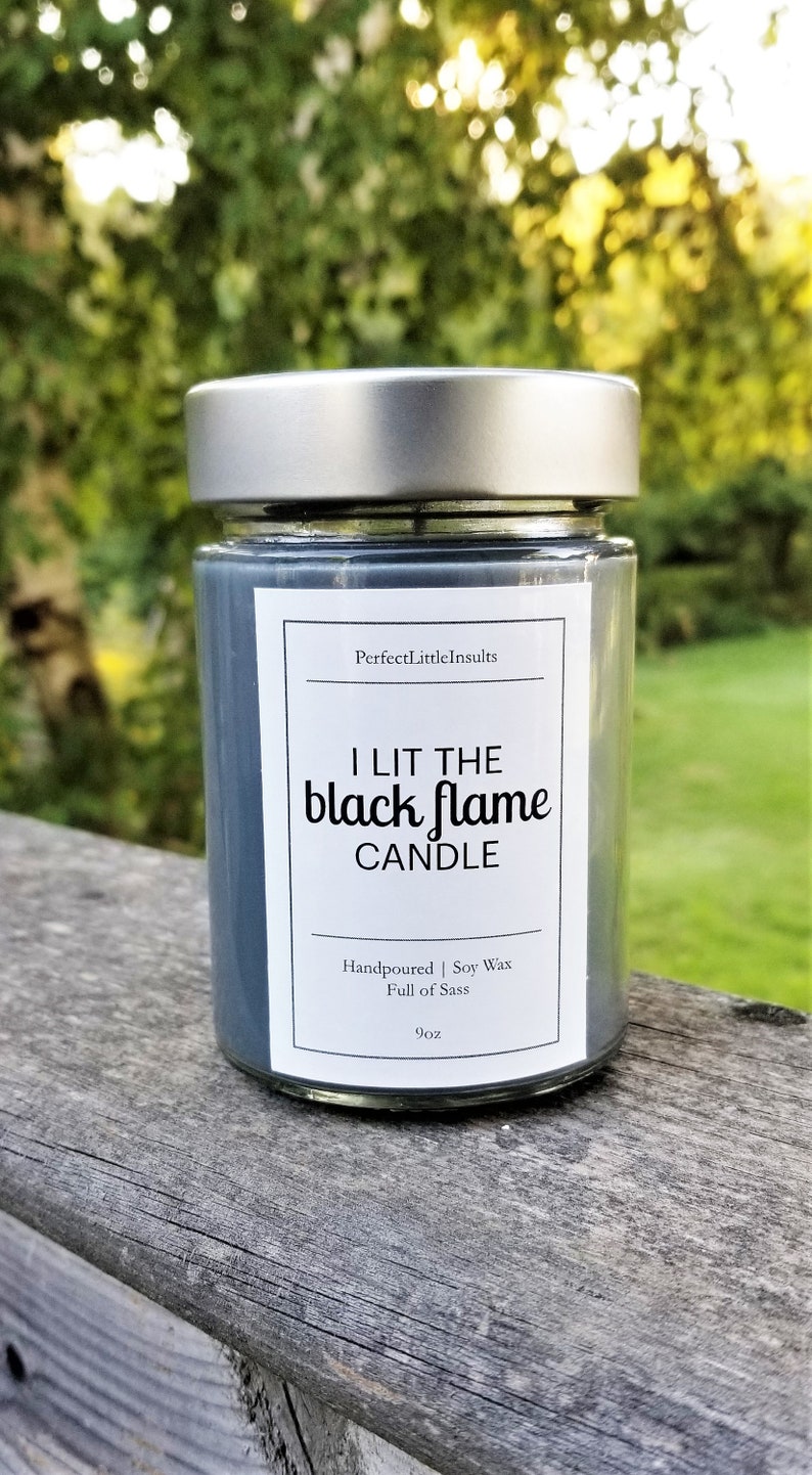 Black Flame Candle Halloween Candle Black Candle Home Etsy