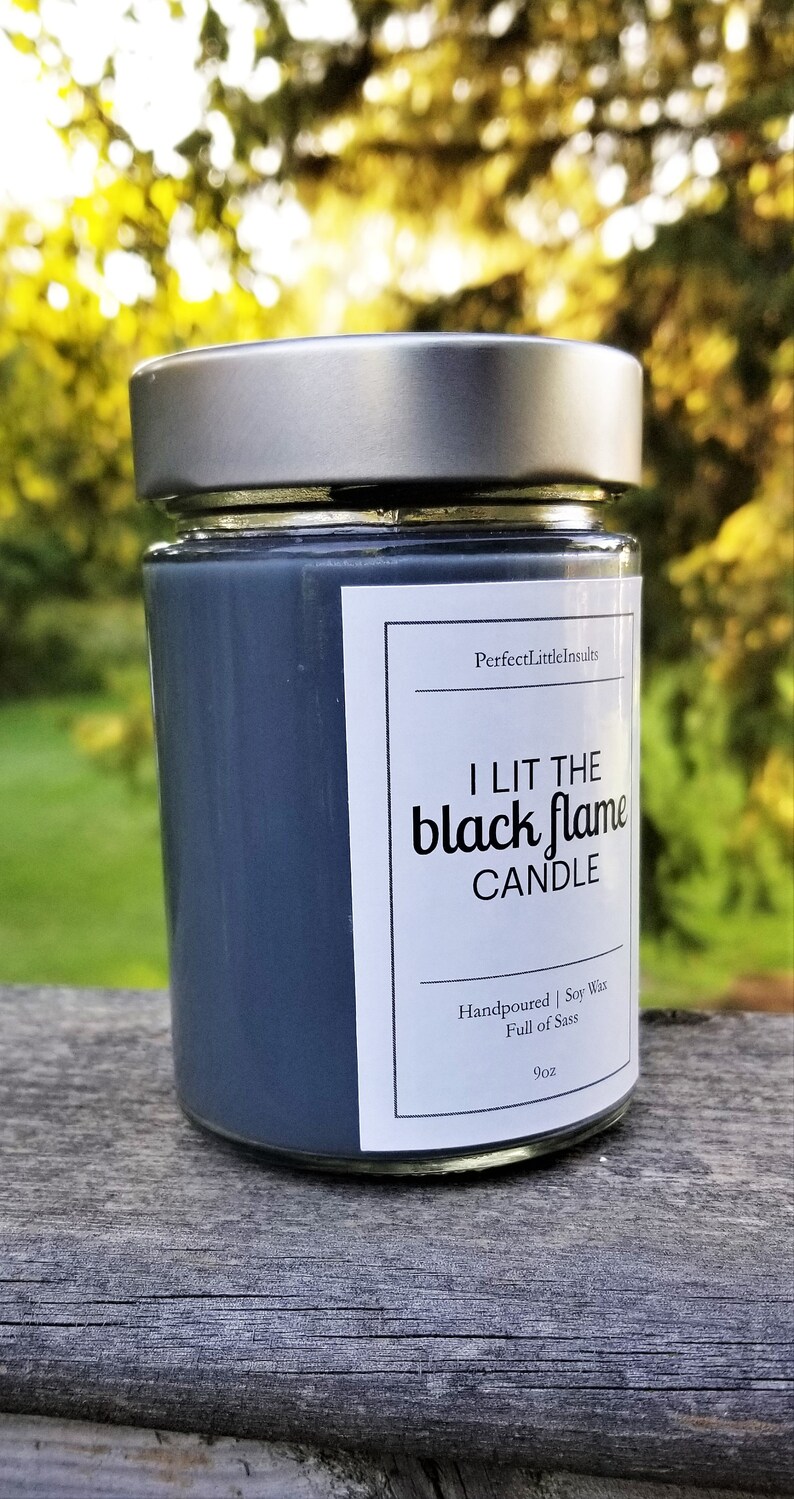 Black Flame Candle Halloween Candle Black Candle Home Etsy