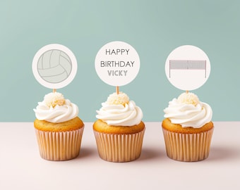 Volleyball Cupcake Topper Template, Cupcake Toppers, Birthday Party, Editable Toppers, Instant Download