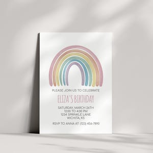 Rainbow Birthday Invitation, Rainbow Invite, Instant Download, Template, Printable image 2