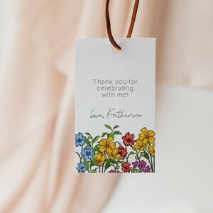 Floral Favor Tag Template, Flower Favor Tags, Birthday Favor Tag, Party Favor Tag, Editable Tags Template, Instant Download