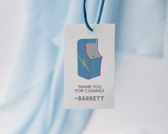 Arcade Party Favor Tag Template, Arcade Birthday Party Favor Tags, Birthday Favor Tag, Editable Tags Template, Instant Download