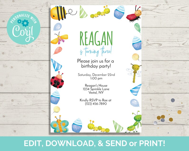 Bug Life Birthday Invitation Template Editable Birthday Party - Etsy